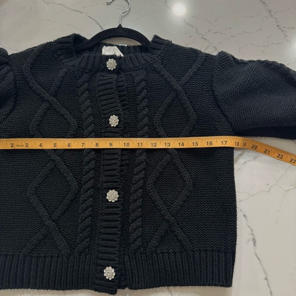 Black Cable Knit Cardigan Sweater - Picture 3 of 5
